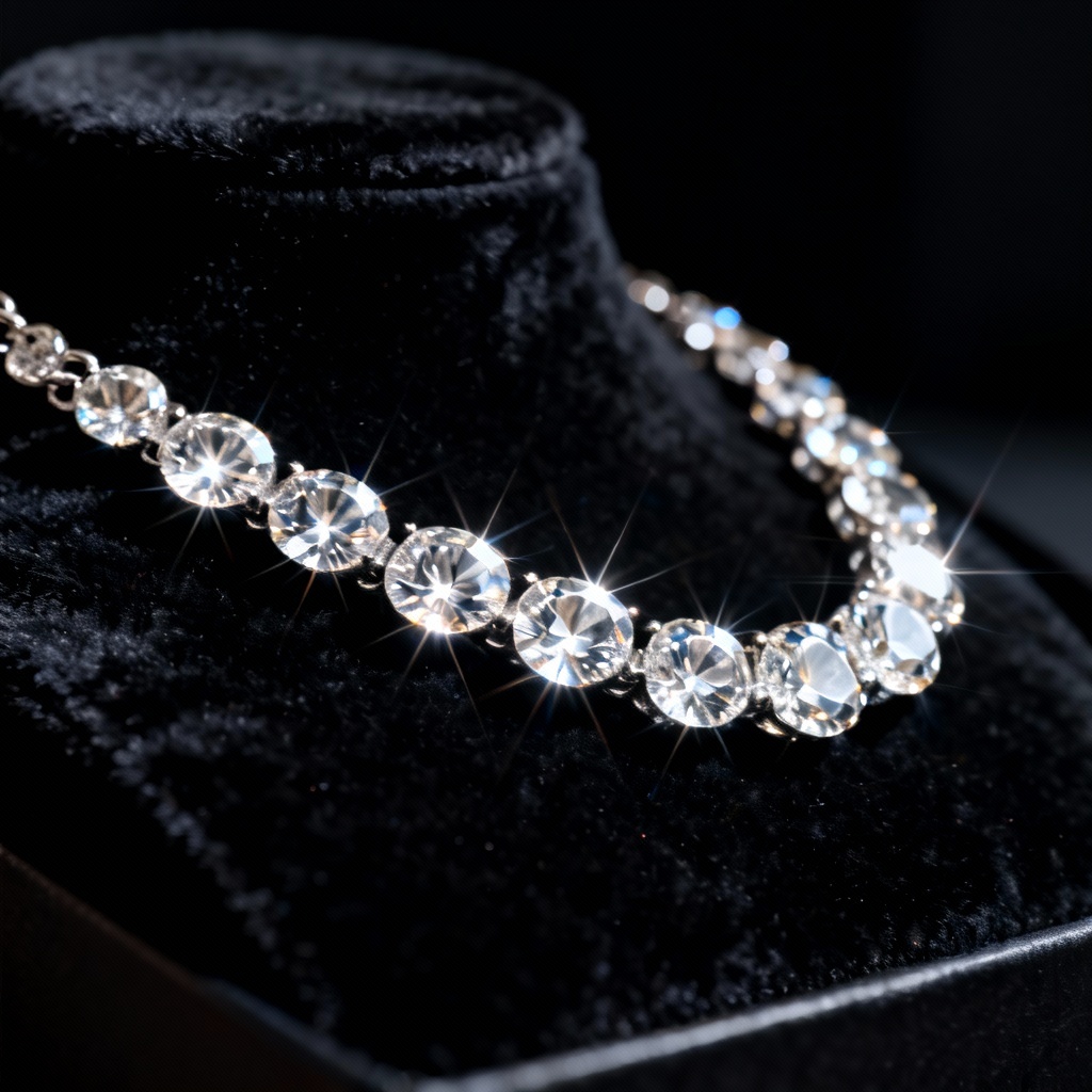 AI diamond jewelry with starburst sparkles