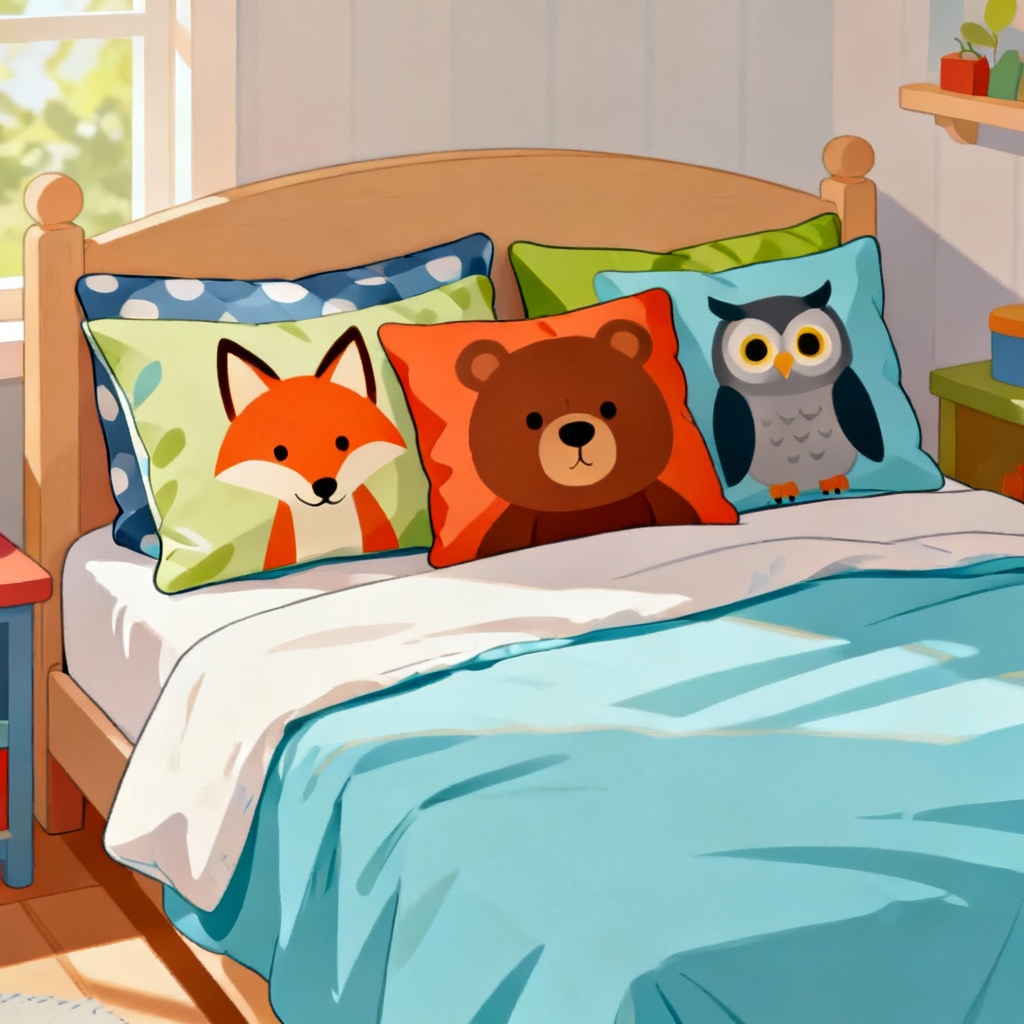 AI kids animal pillowcase set design