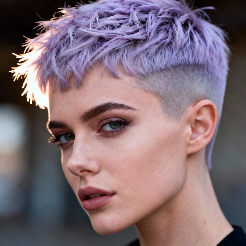AI pastel pixie cut try-on