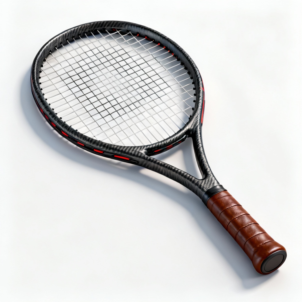 AI carbon fiber tennis racket product mockup