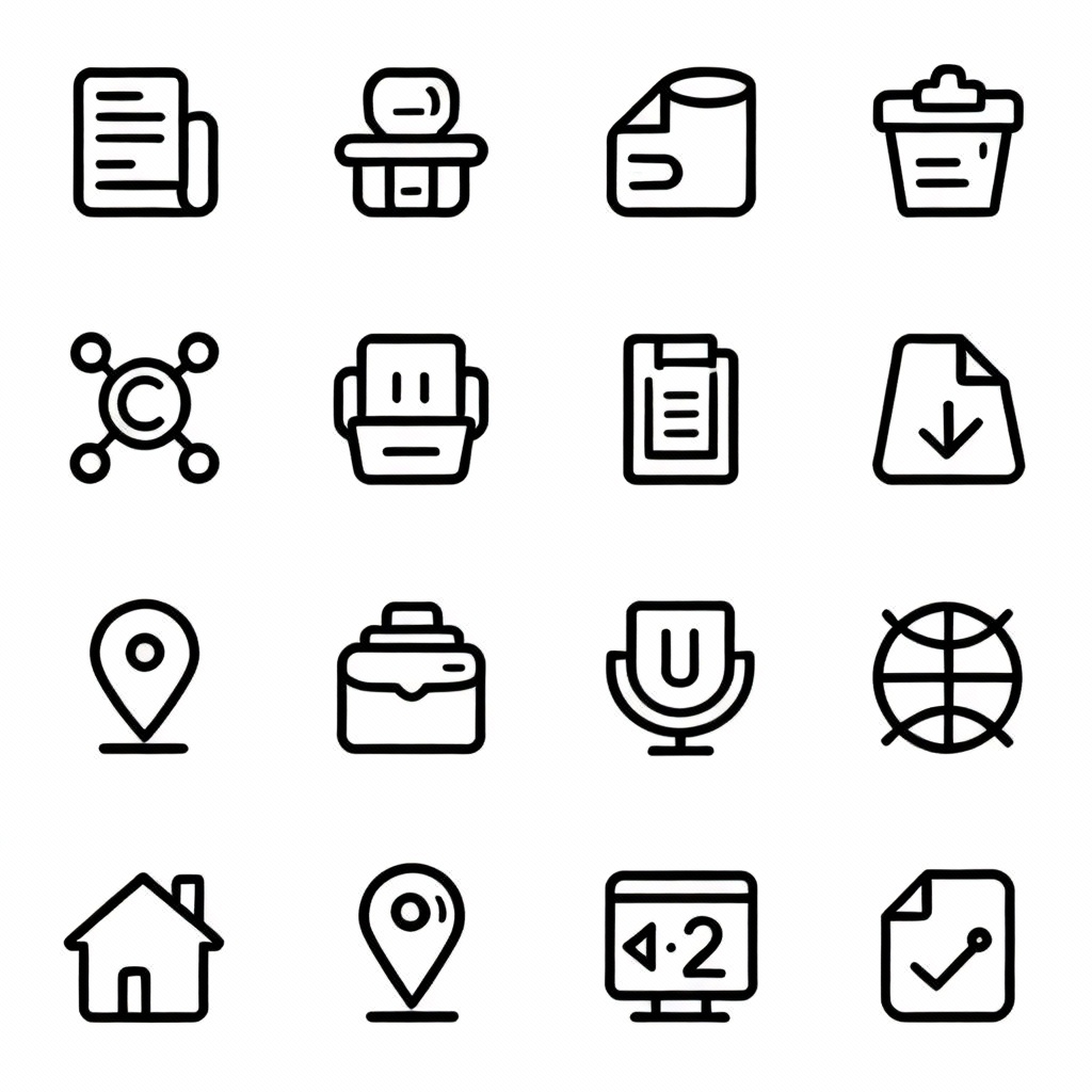 AI minimalist simple line icon set