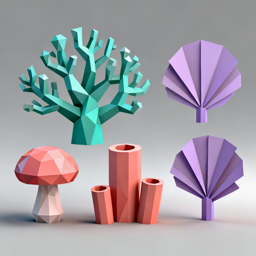 AI low-poly coral assets for games