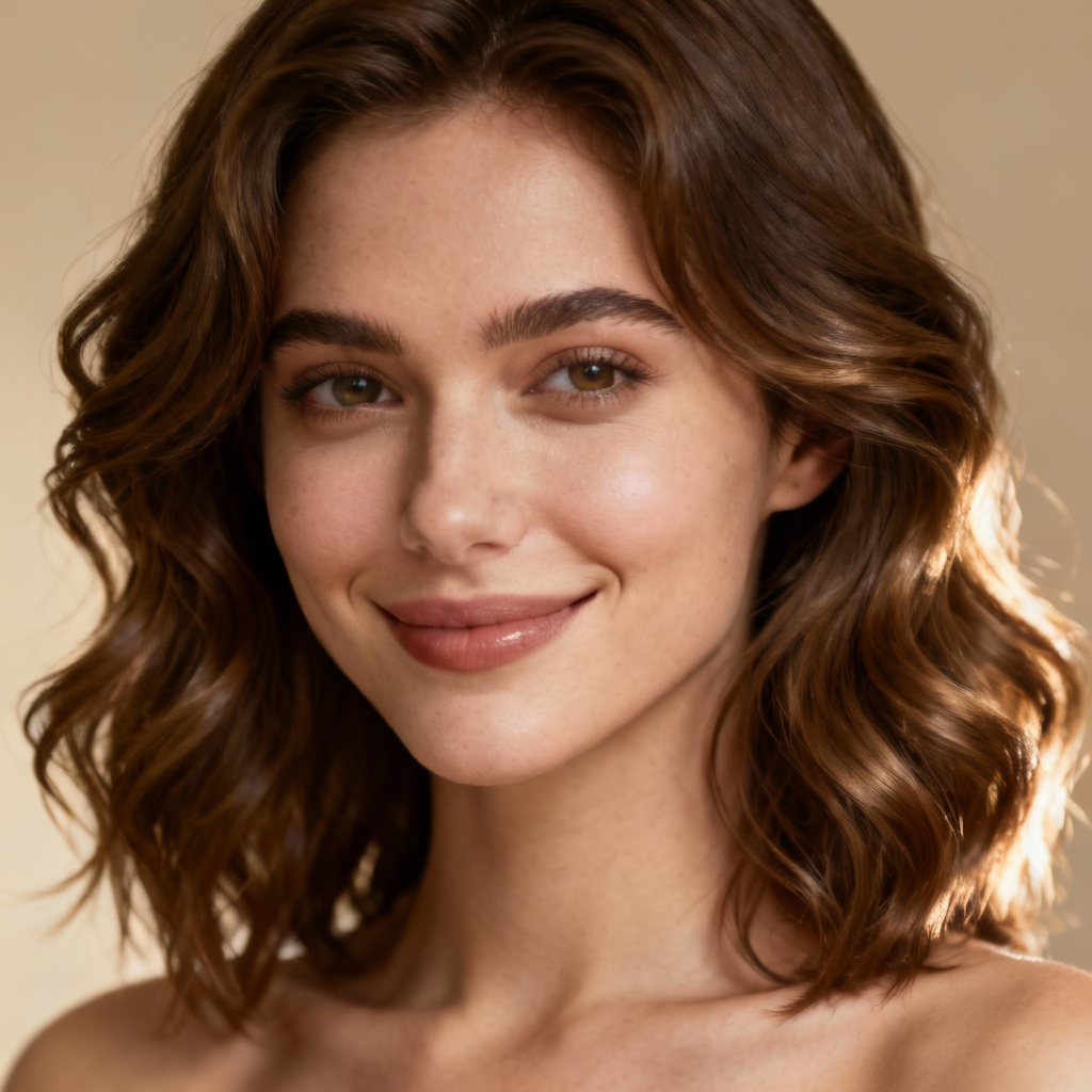 AI portrait with natural beach waves hairstyle