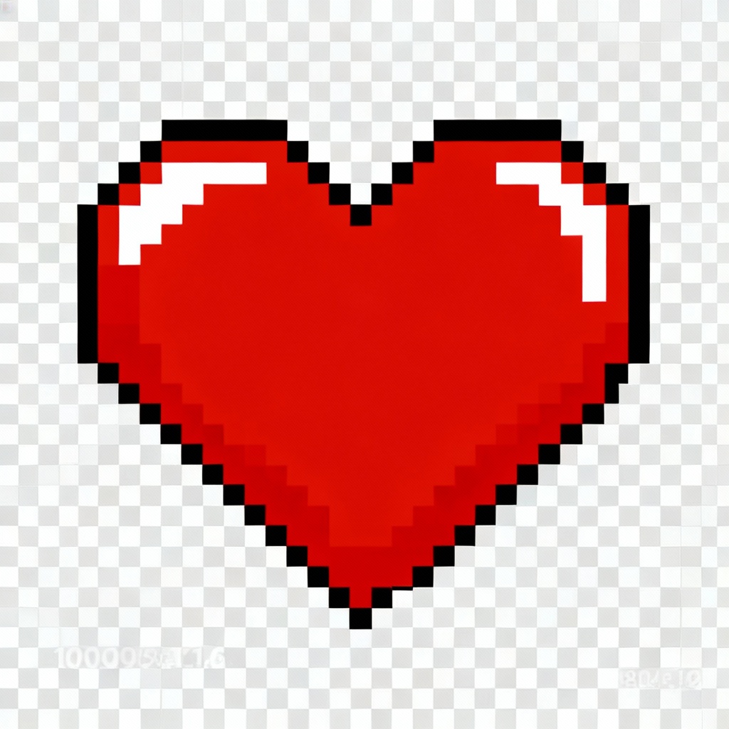 AI pixel heart icon with retro style