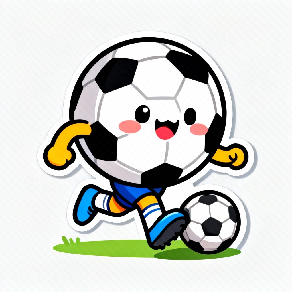 AI cartoon football mascot dribbling a ball