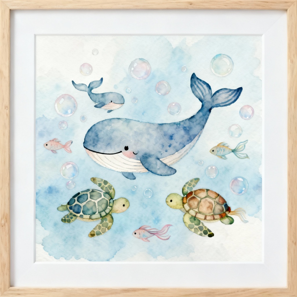 AI underwater nursery wall art