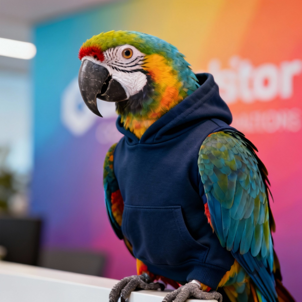 AI parrot startup interview portrait