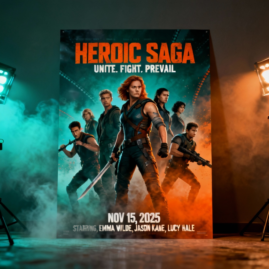 AI generated cinematic movie poster mockup