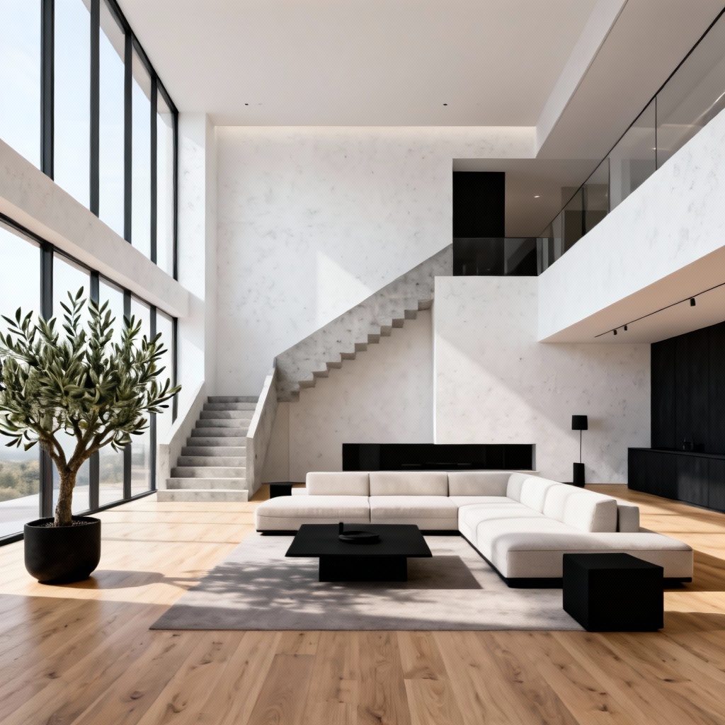 AI Scandinavian minimal contemporary loft interior