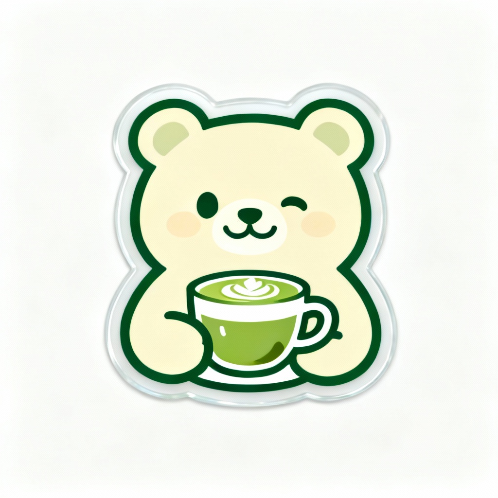 AI happy matcha bear mascot logo