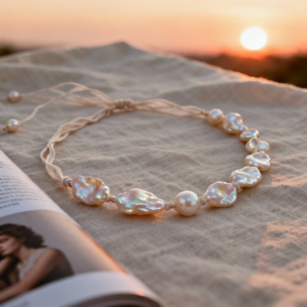 AI organic freshwater pearl choker necklace