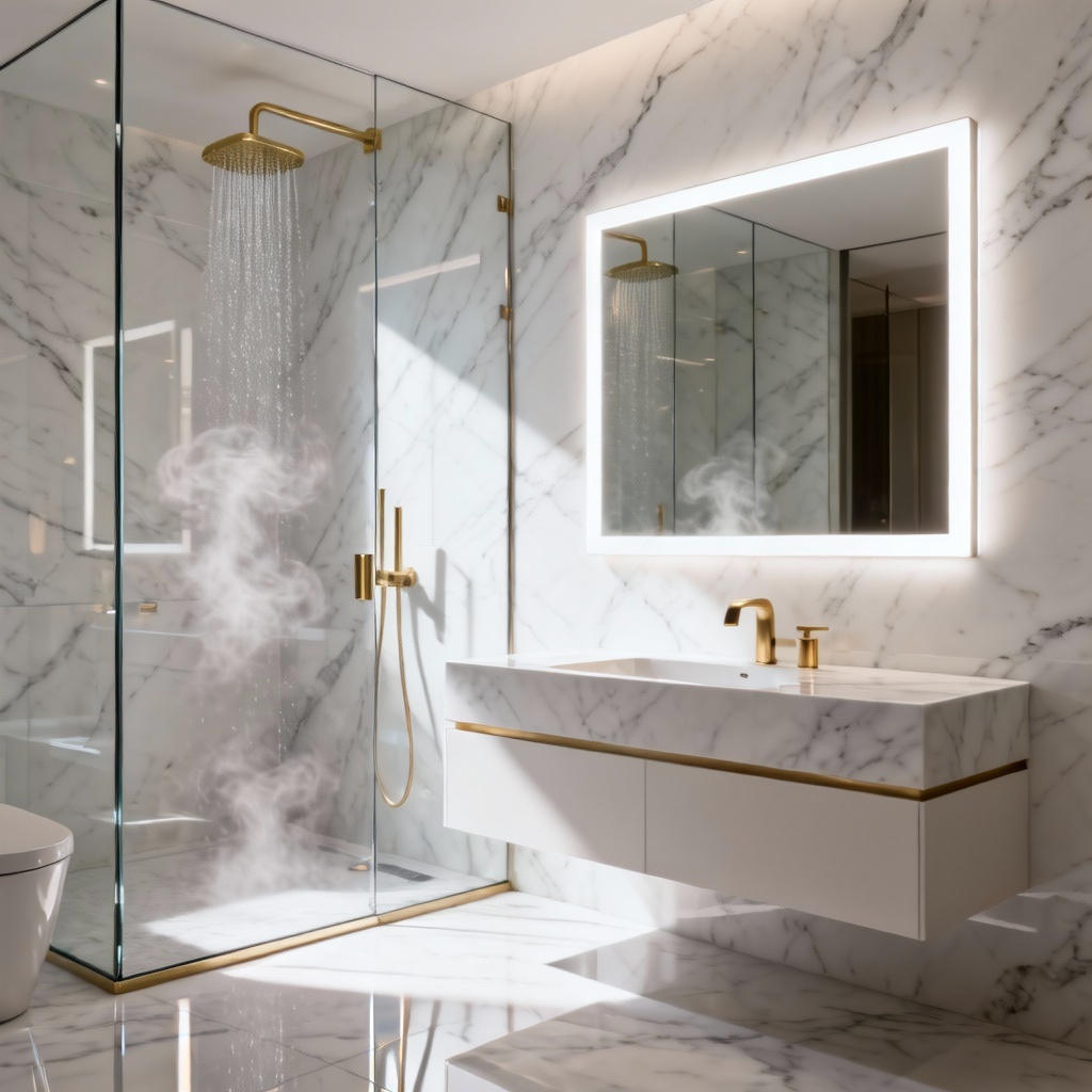 AI luxury marble bathroom interior