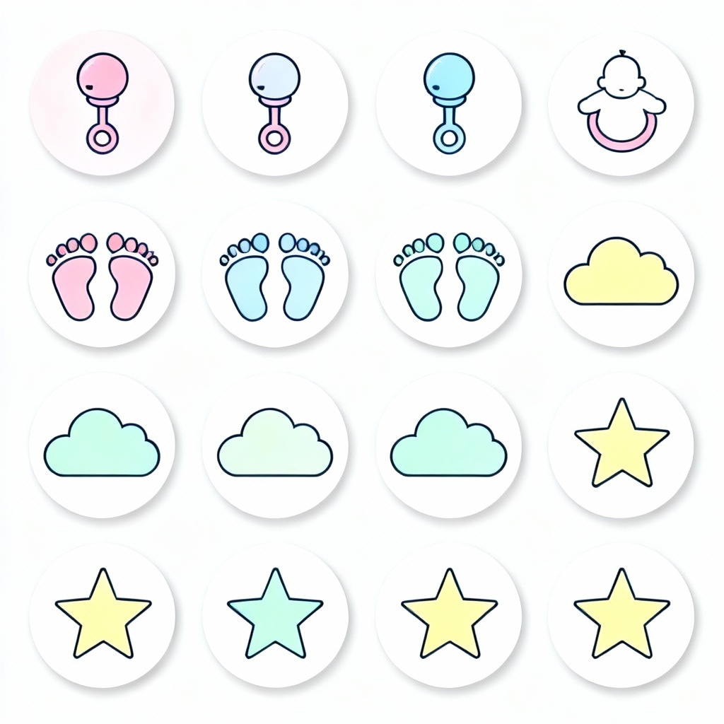 AI pastel baby shower cupcake topper sheet