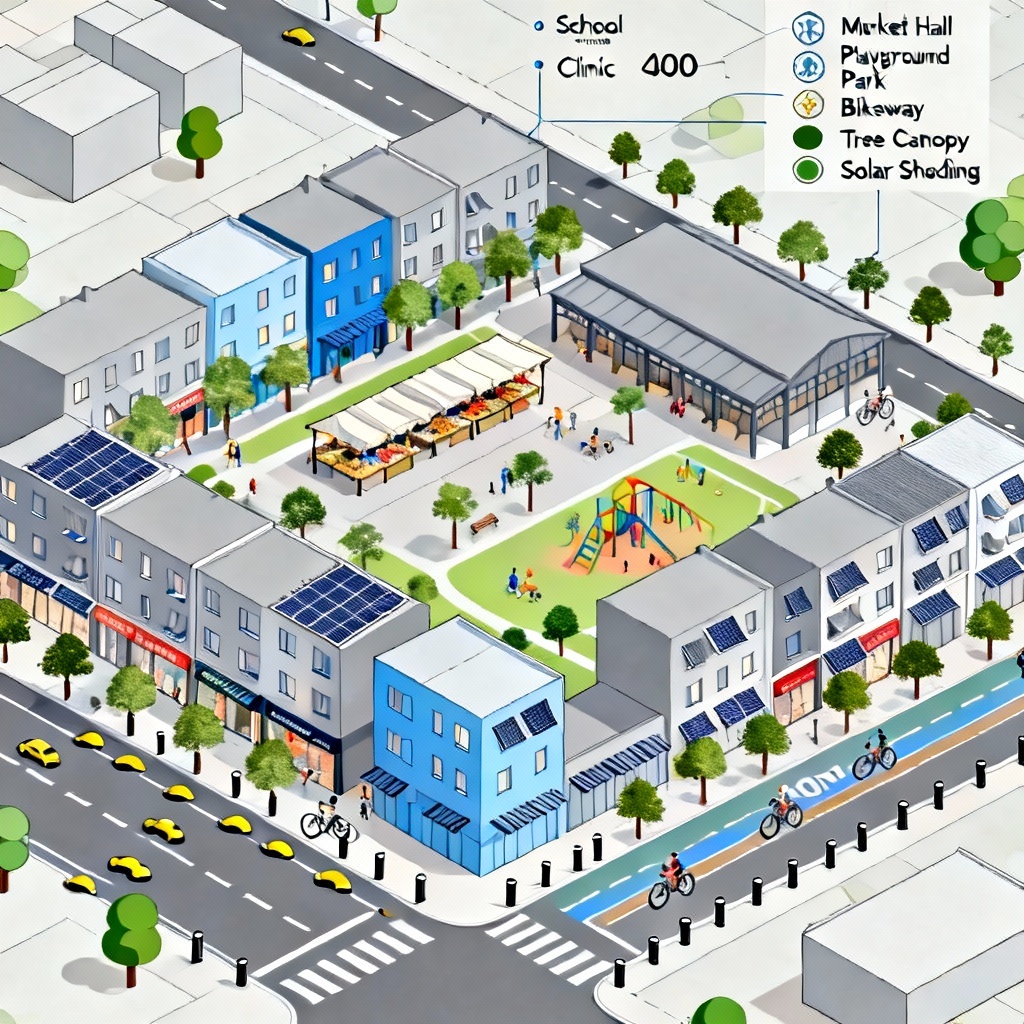 AI 15-minute city neighborhood plan