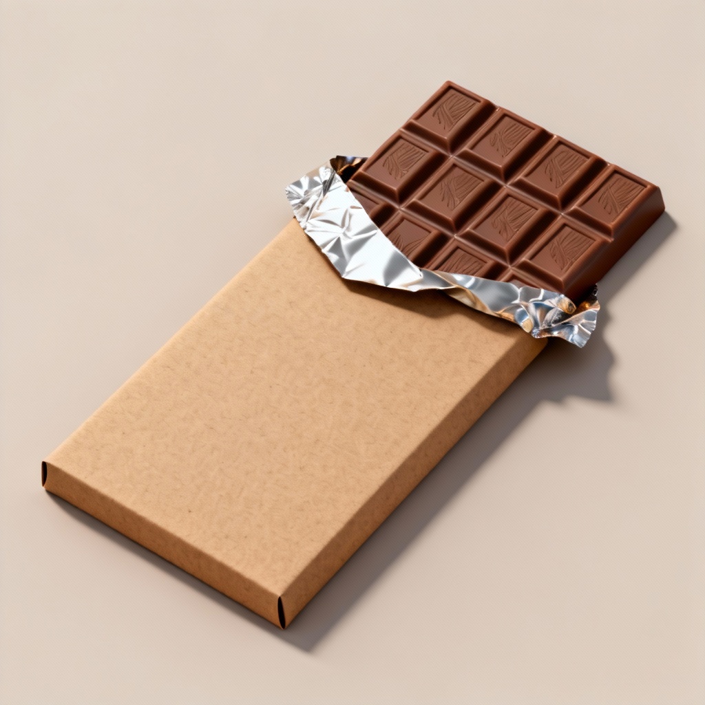 AI chocolate bar with branded wrapper mockup