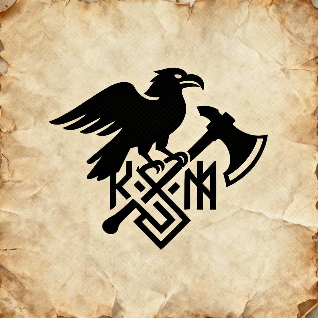 AI Viking logo with runes and raven