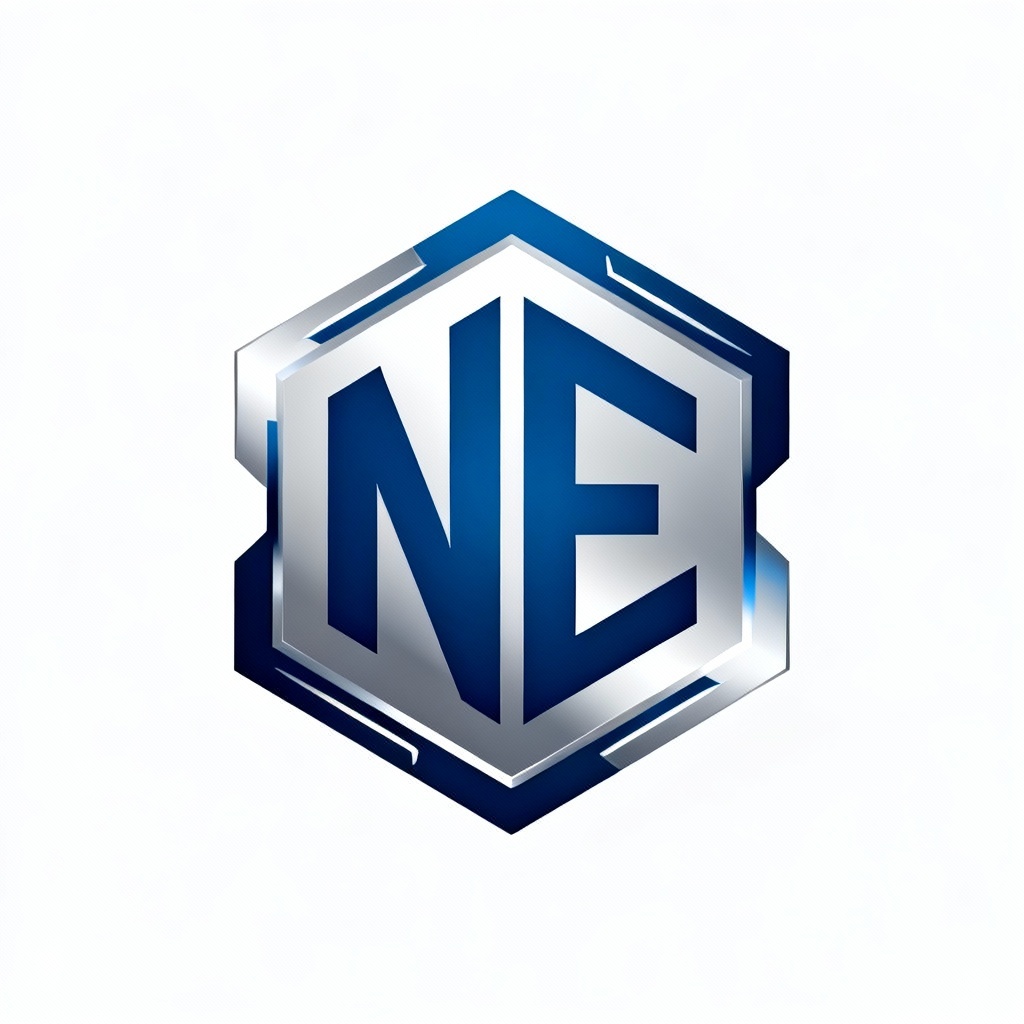 AI geometric hexagon NE monogram badge