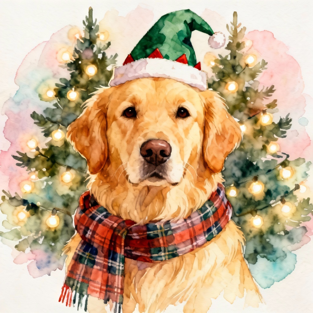 AI Christmas pet avatar with elf hat