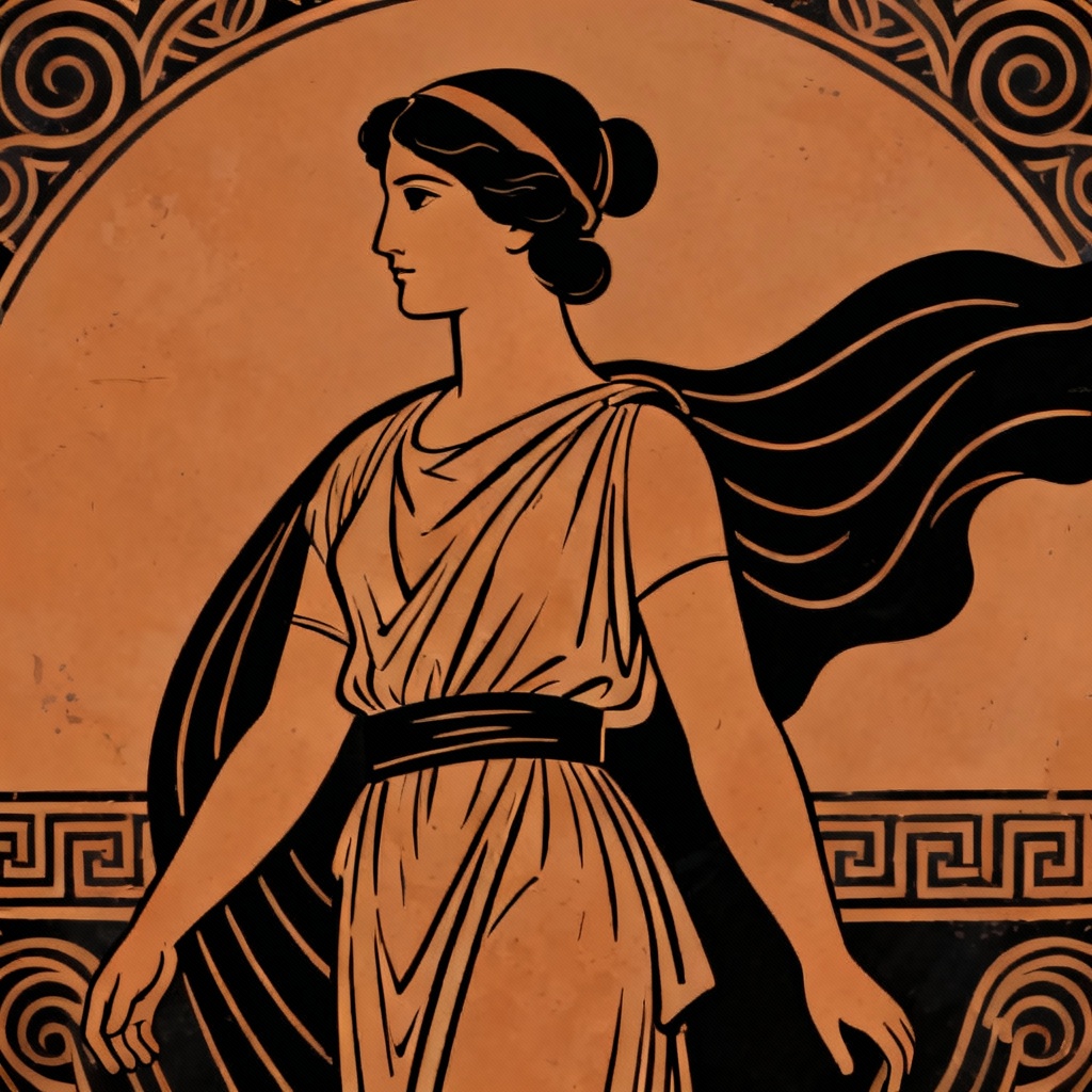 AI black figure vase style Greek clothing