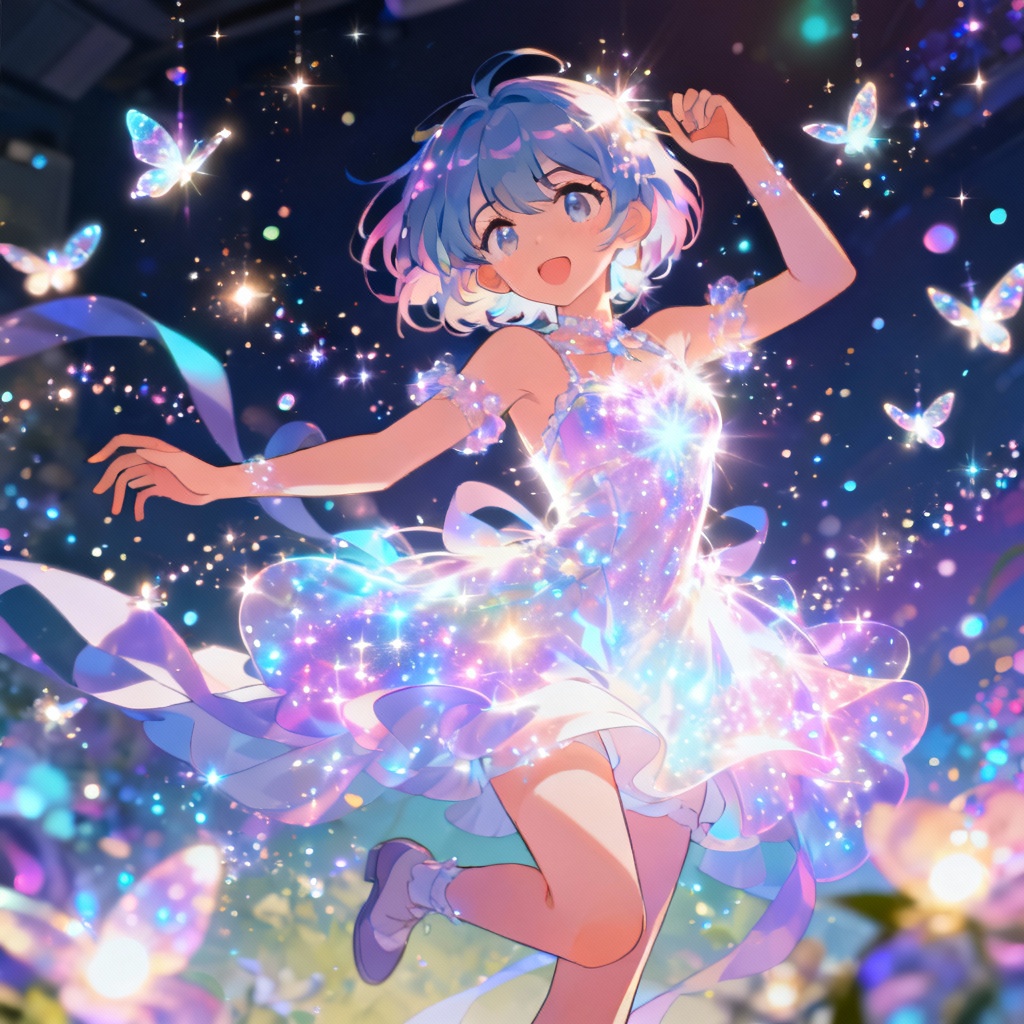 AI anime character with magical sparkle aura