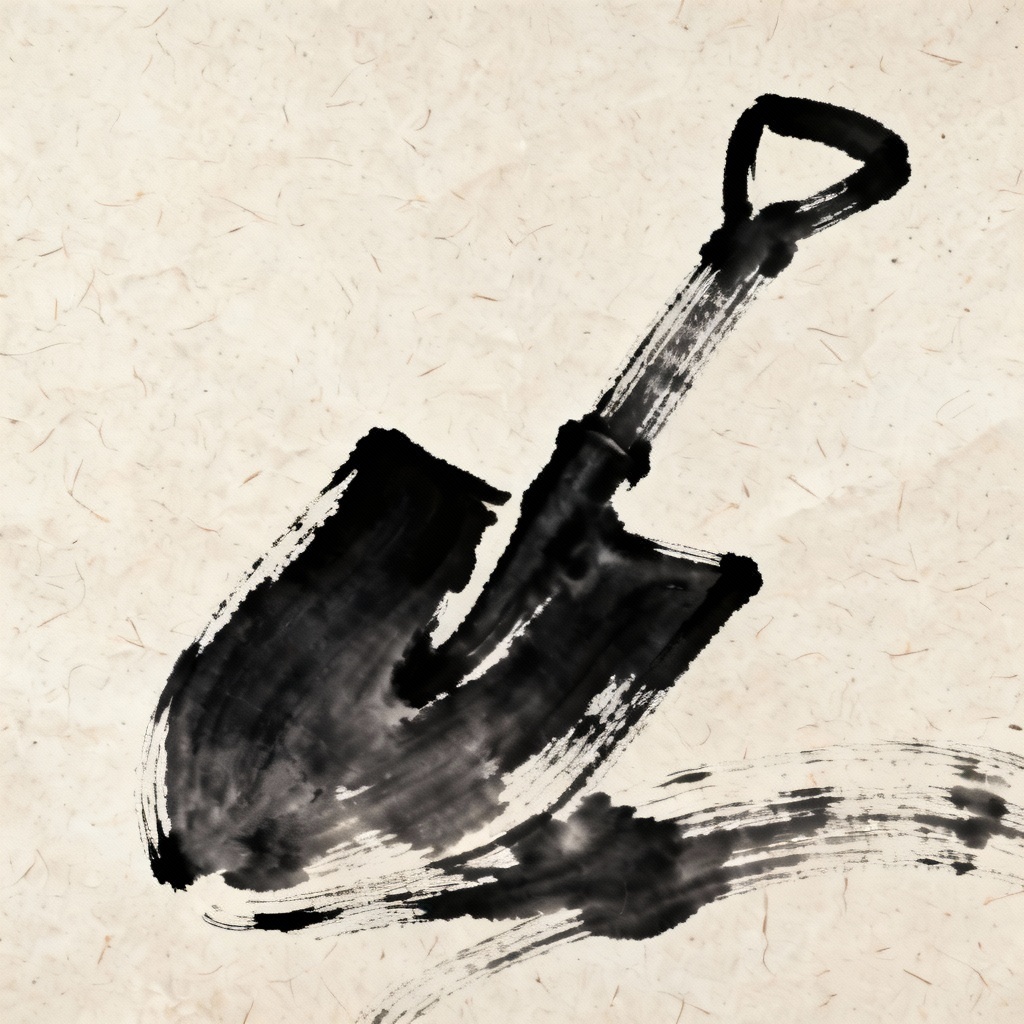 AI calligraphy brush spade symbol