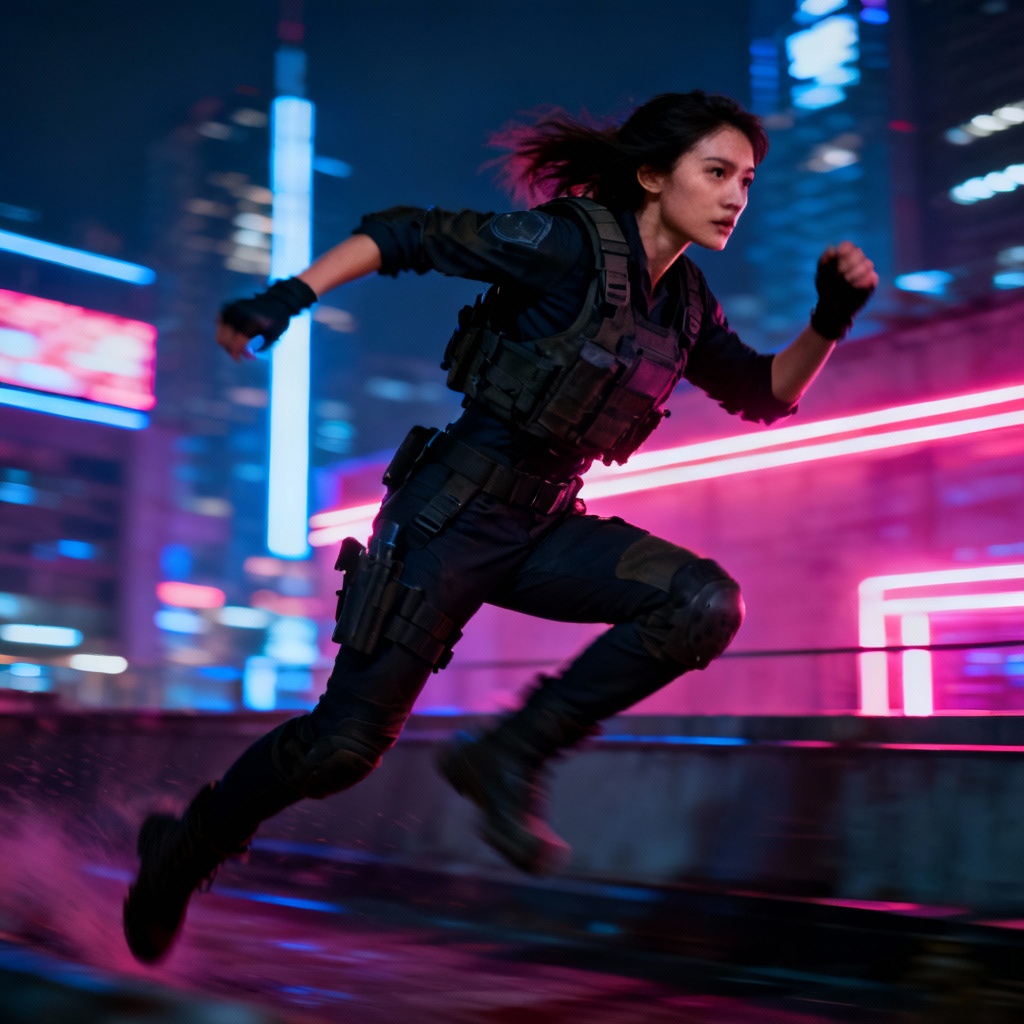 AI action heroine actress image