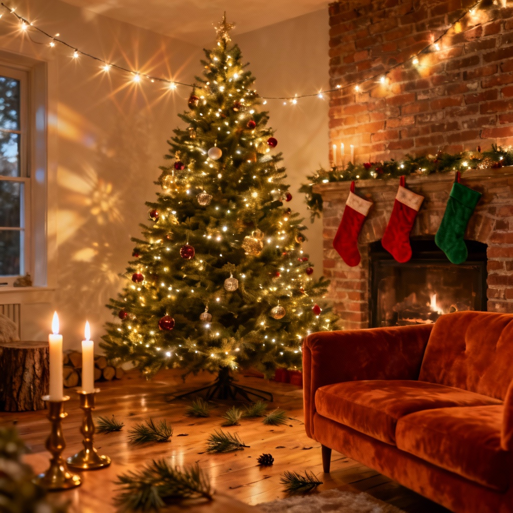 AI Cozy Christmas Fireplace background