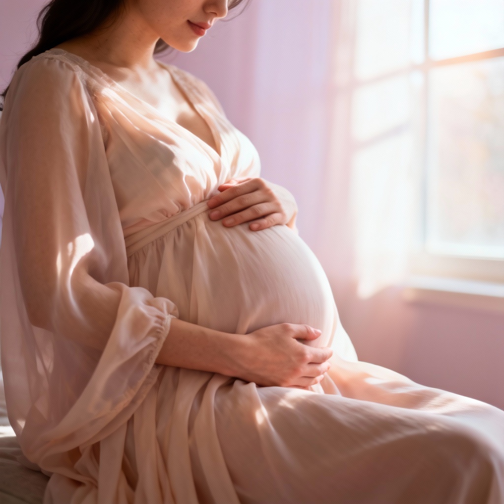 AI maternity belly glow portrait