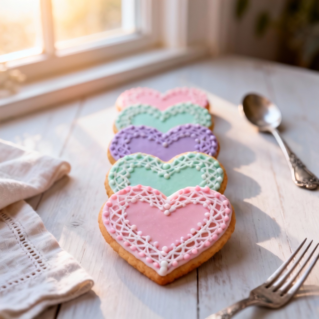 AI royal icing lace design on sugar cookies