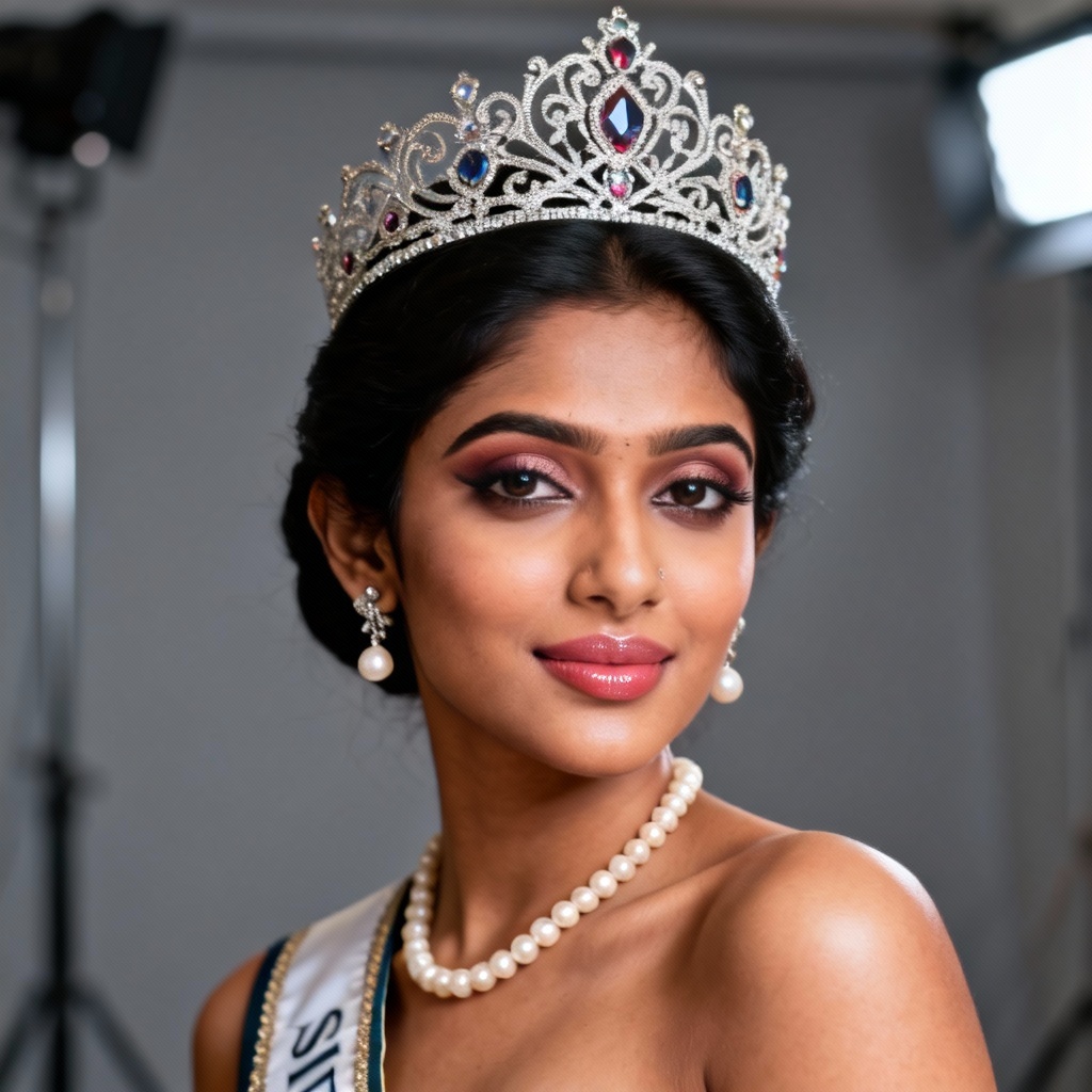AI Miss India crown portrait in studio lighting