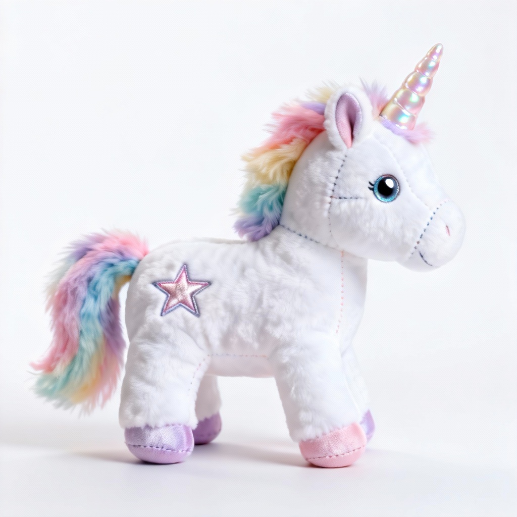 AI rainbow unicorn plush toy mockup