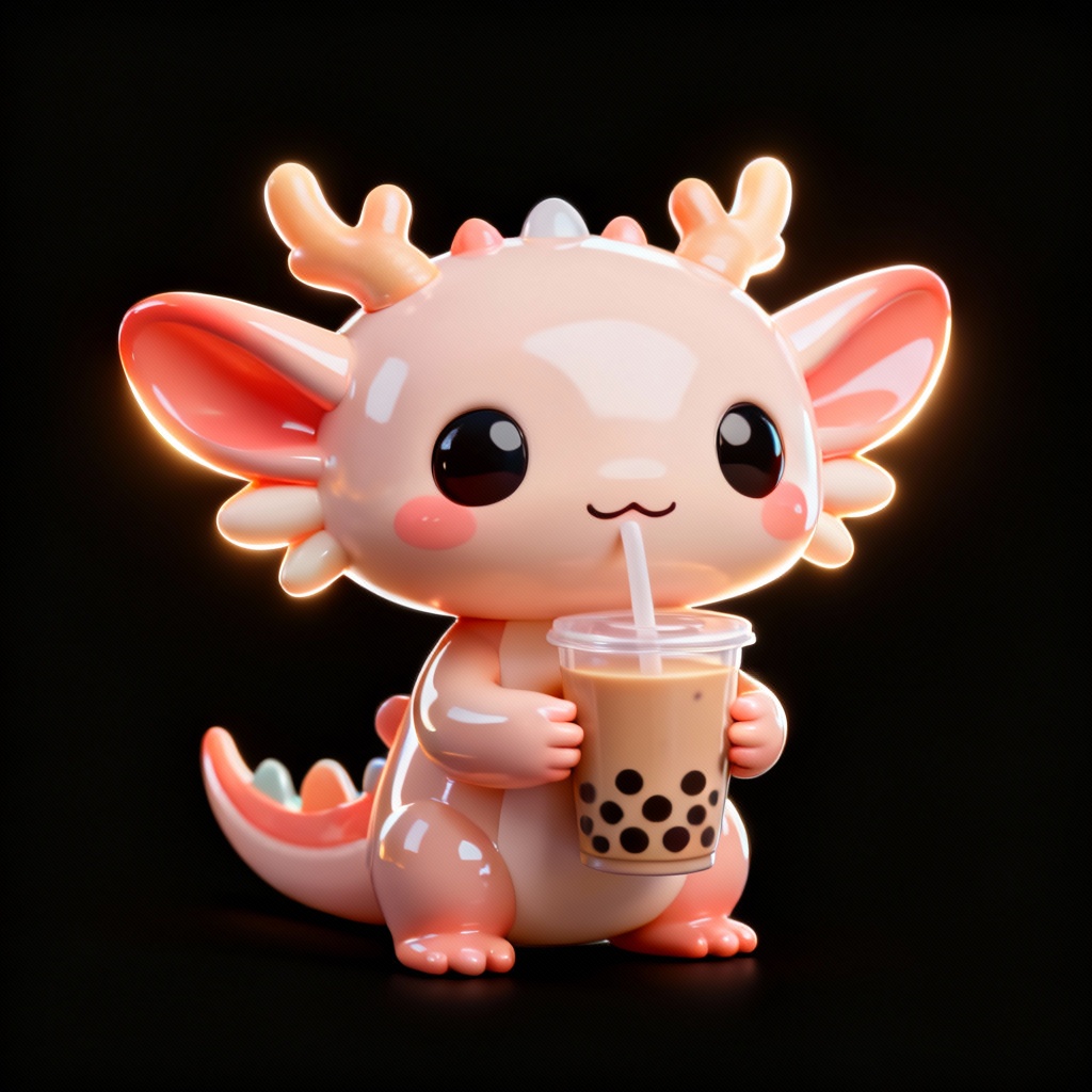 AI tiny axolotl mascot with transparent background