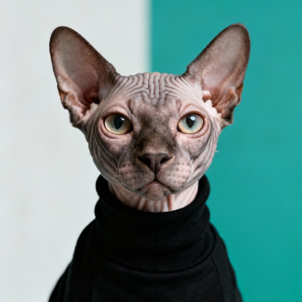 AI sphynx cat creative professional headshot