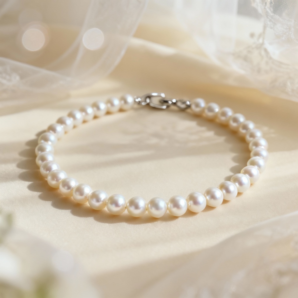 AI bridal pearl choker jewelry mockup