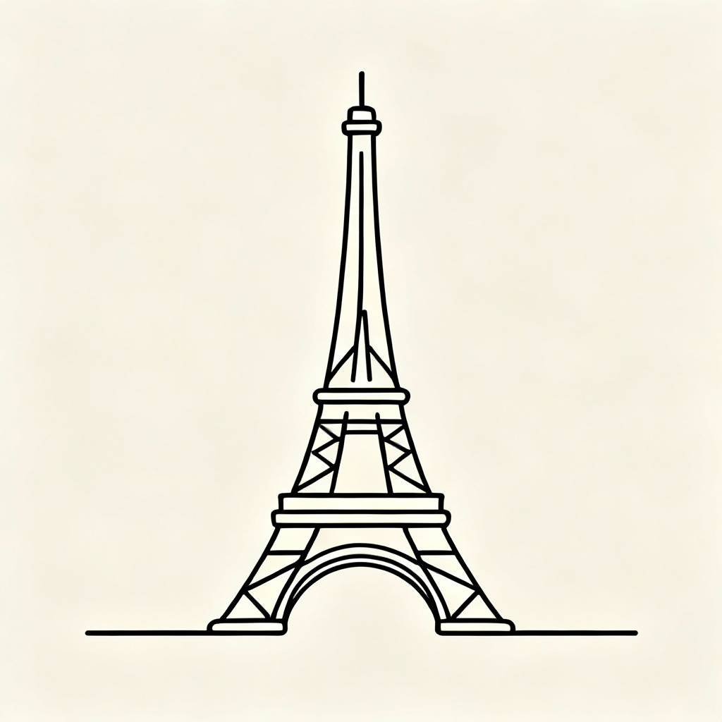 AI minimal line art Eiffel Tower logo
