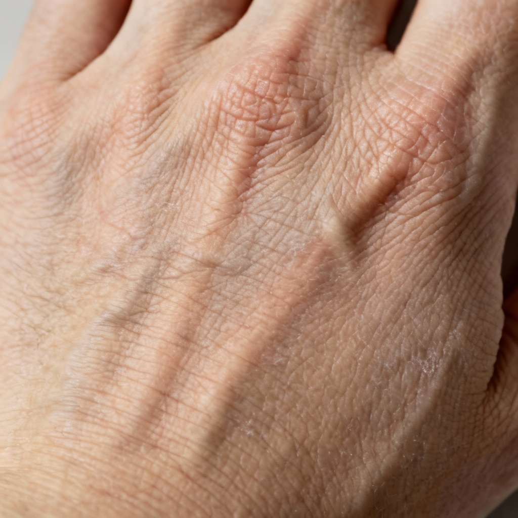 AI back-of-hand skin texture with knuckle wrinkles
