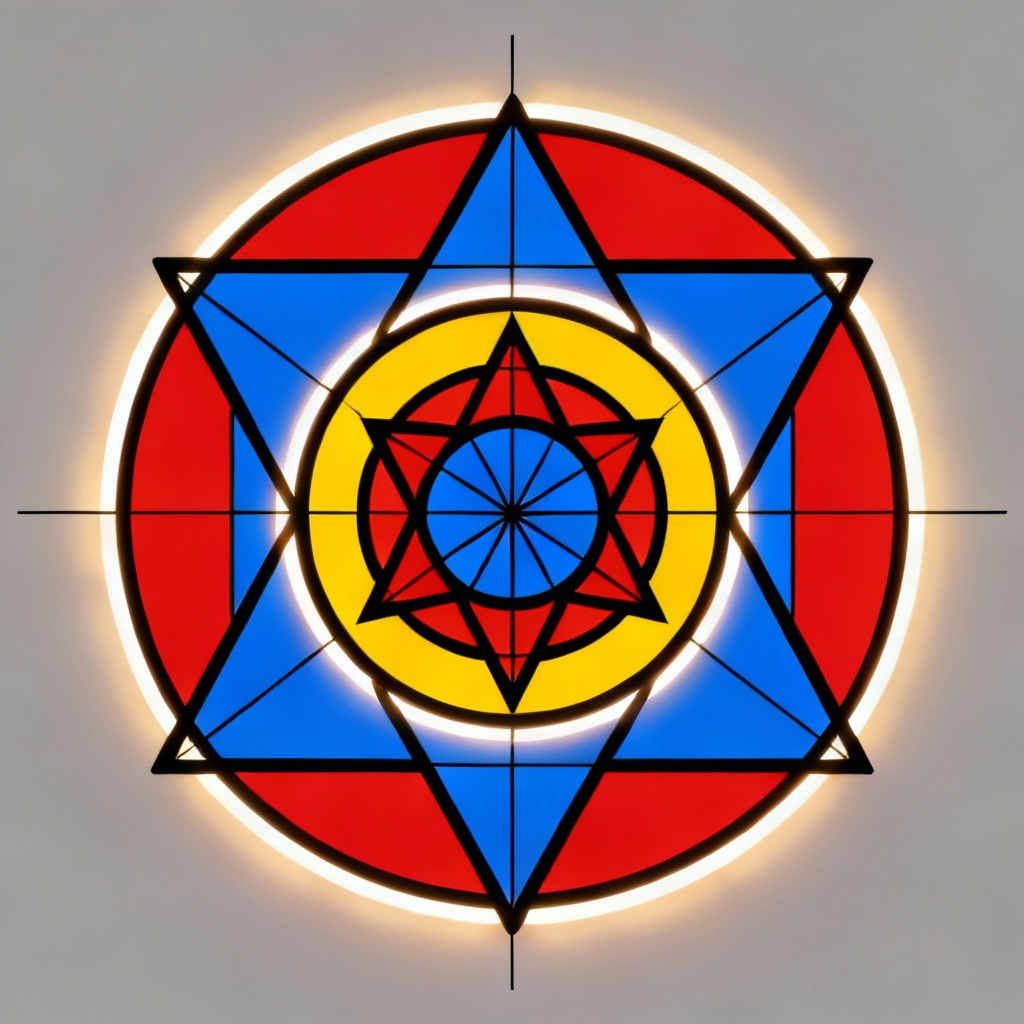 AI modern geometric mandala stained glass pattern
