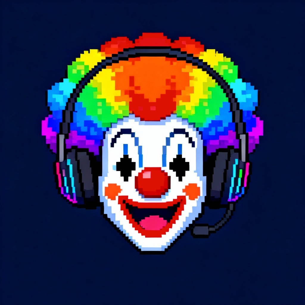 Retro pixel clown gamer profile icon