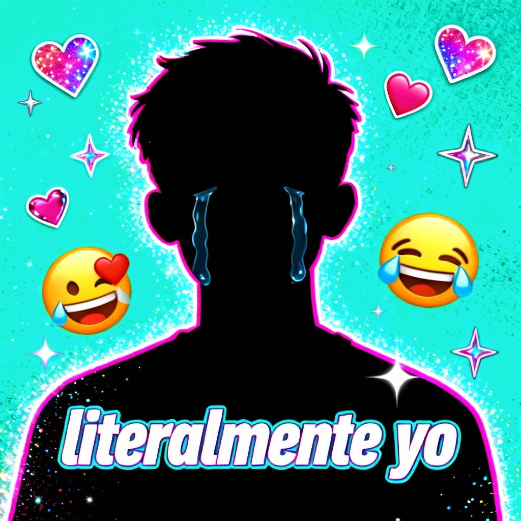 Ironic Spanish brainrot meme with crying silhouette and emojis