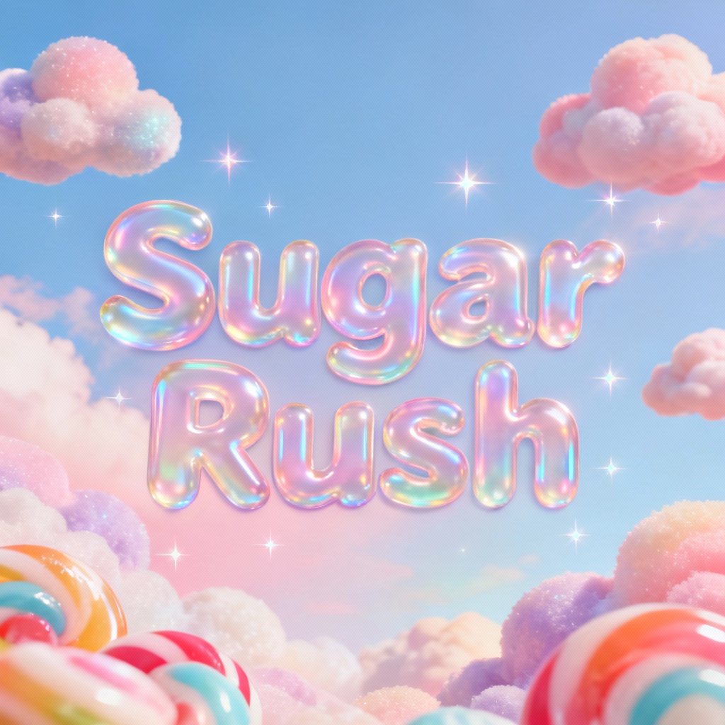 AI pop single cover with pastel clouds and bubble lettering