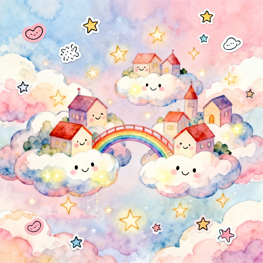 AI Whimsical Kawaii Cloud City