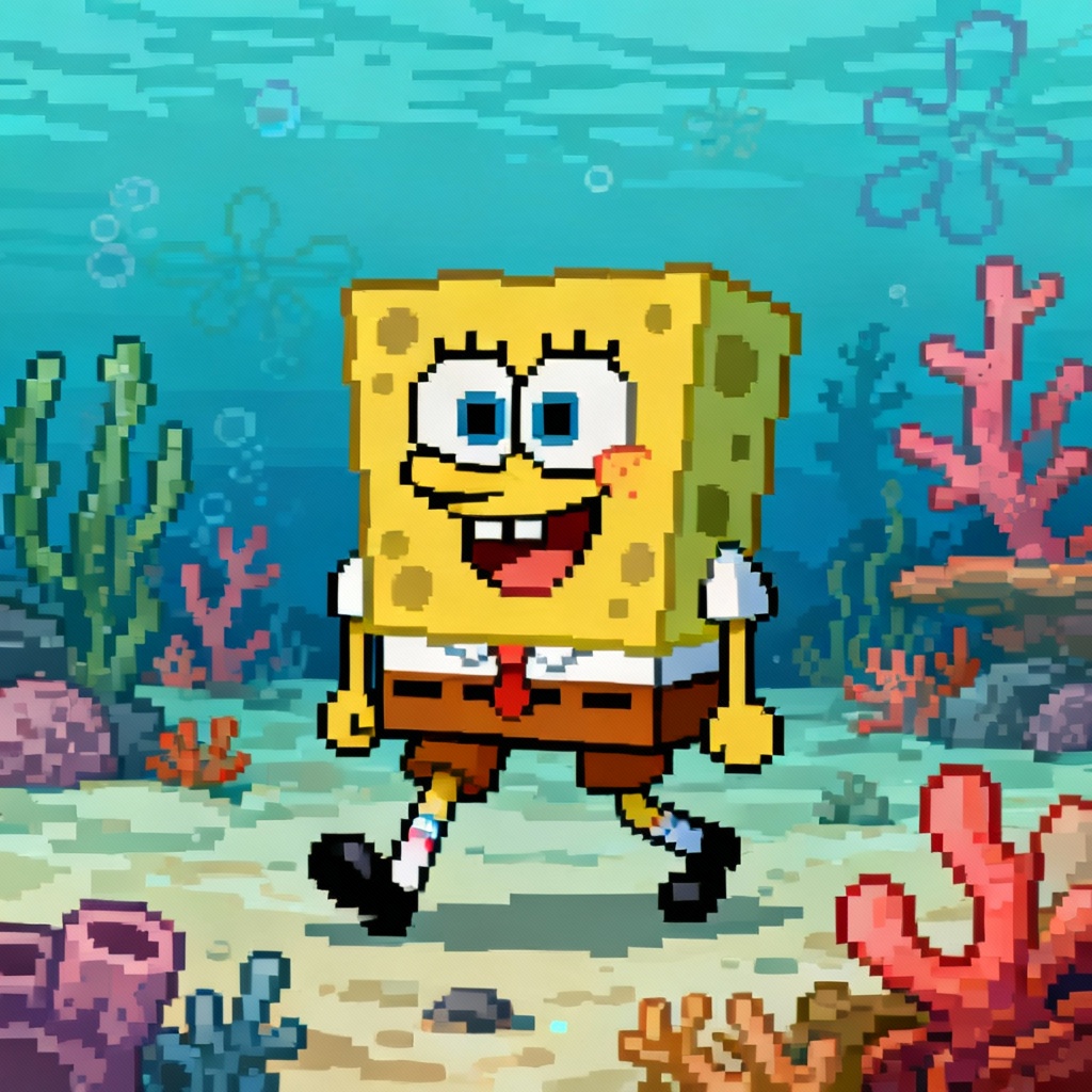 AI SpongeBob-style pixel art character