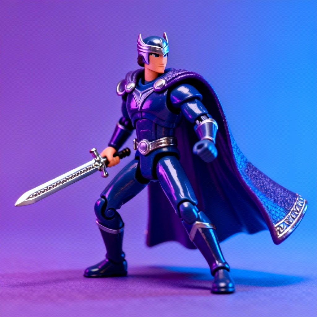 AI Pop Mart style fantasy warrior avatar with tiny sword