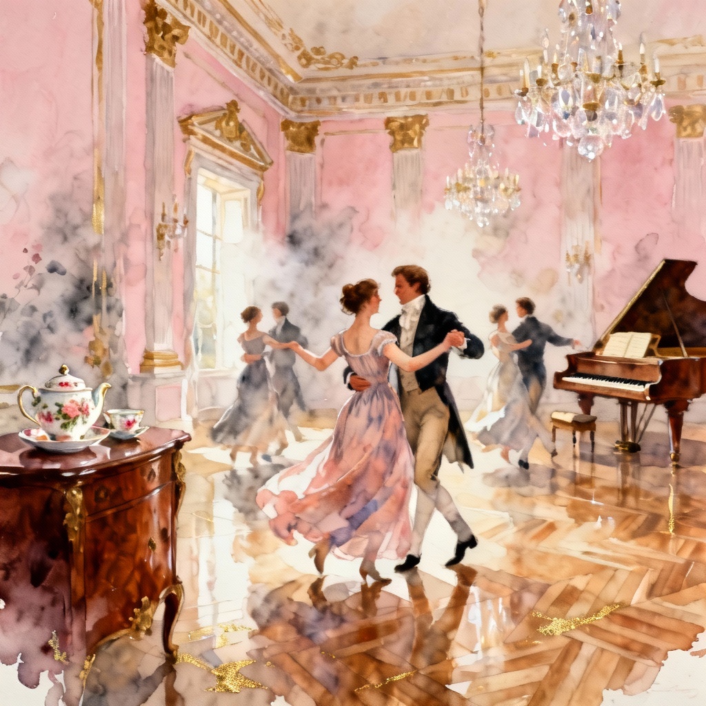 AI image of Regency era salon inspired by Austen settings