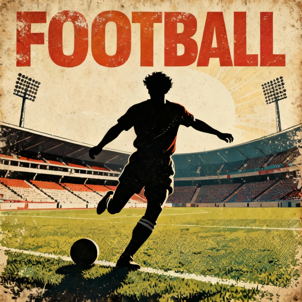 AI retro football poster with vintage textures
