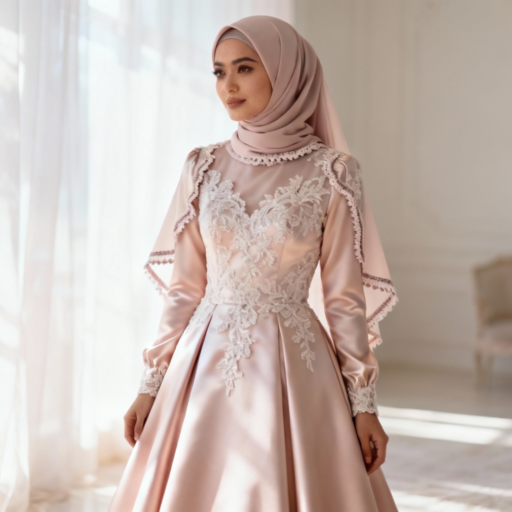 AI modest hijab wedding dress design