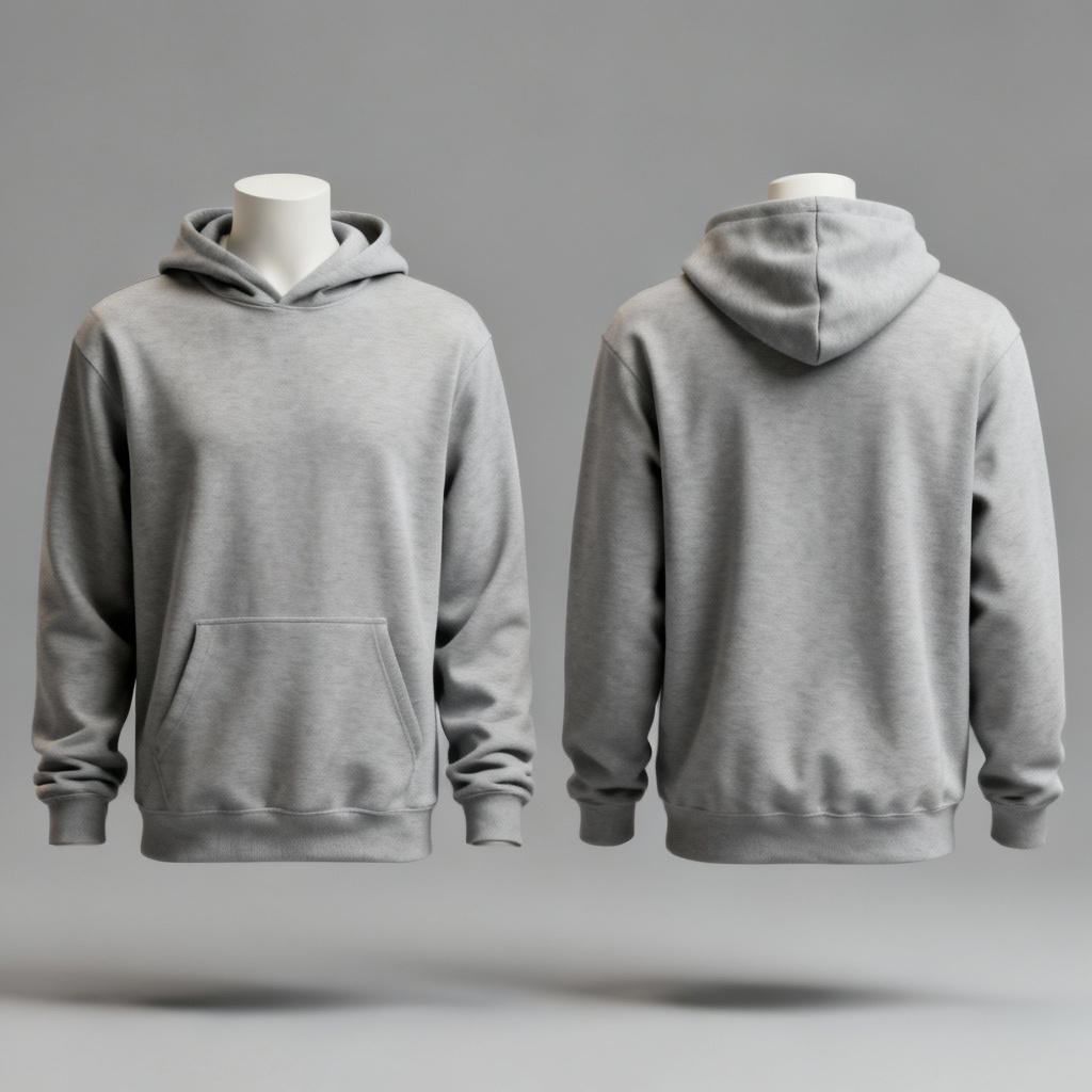 Free hoodie mockup front and back on ghost mannequin in studio