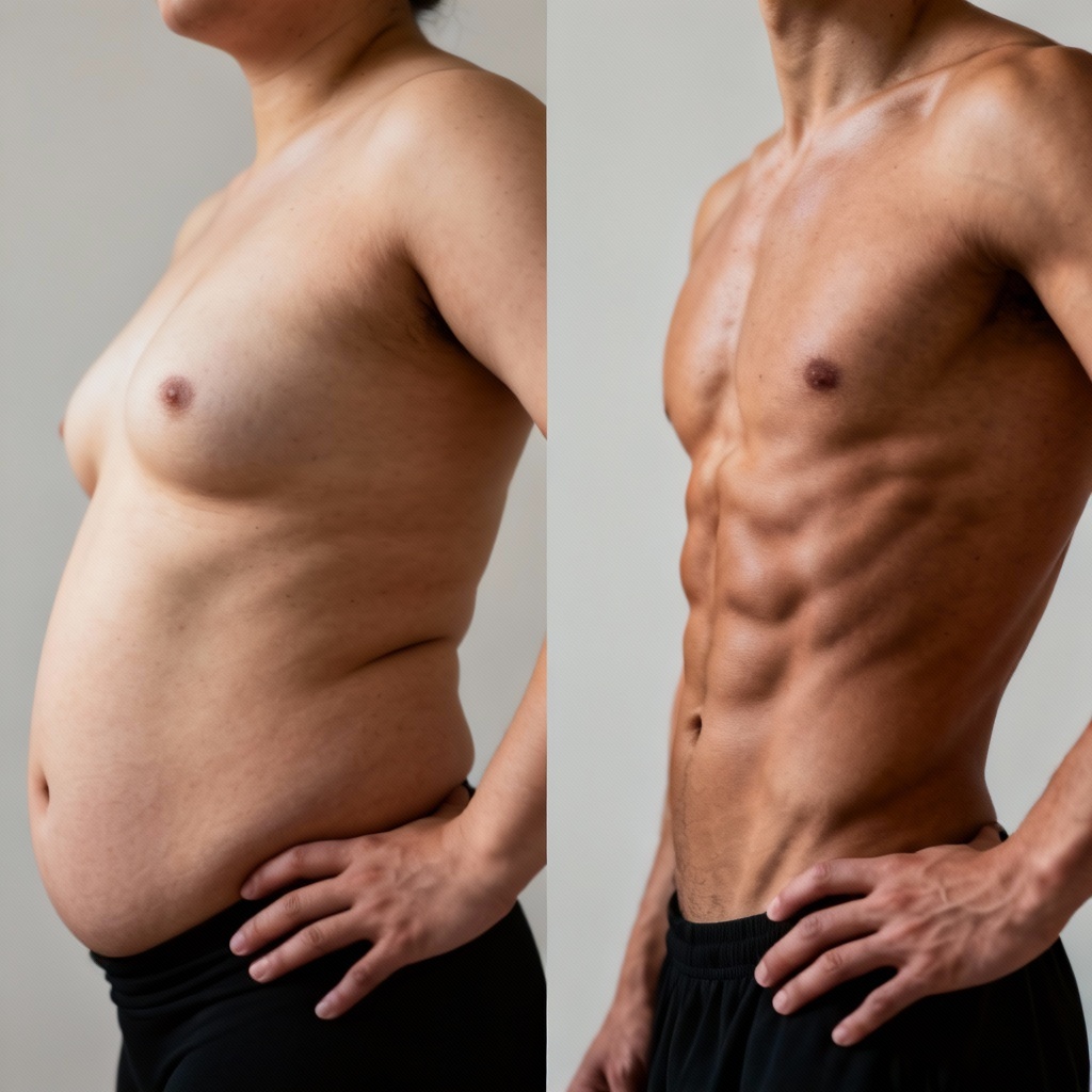 AI before and after belly toning comparison
