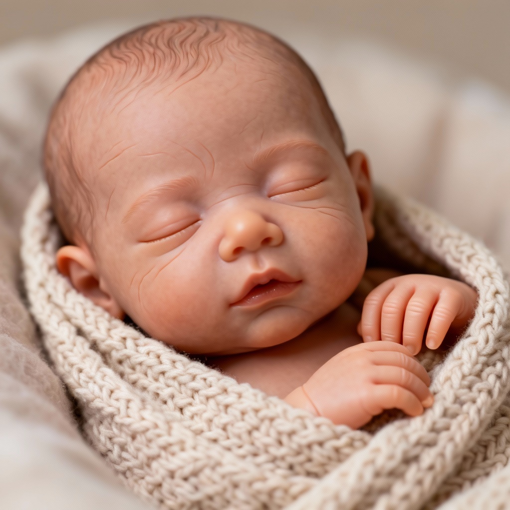 AI realistic reborn baby doll studio photo