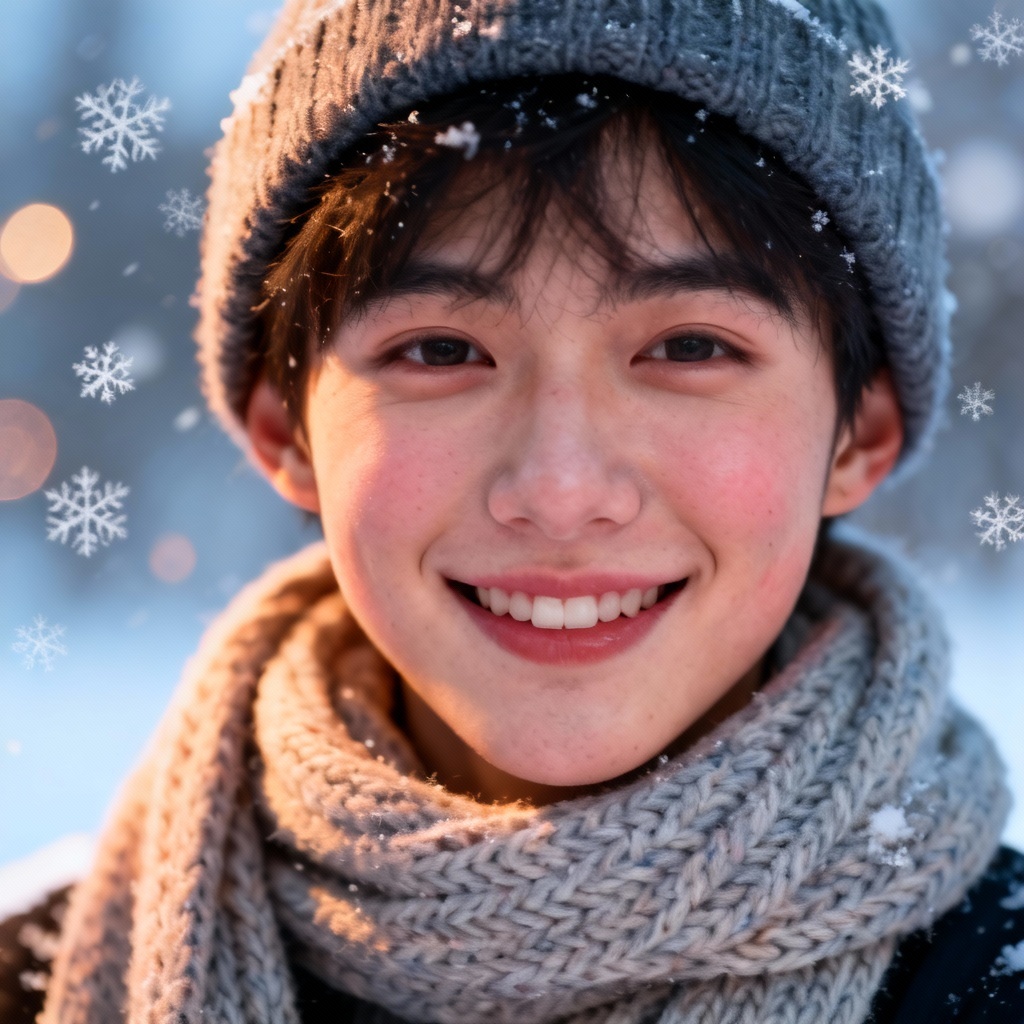 Warm cozy winter cute smile